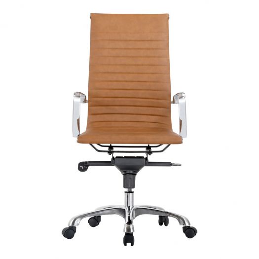 Studio Swivel Office Chair High Back Tan Vegan Leather