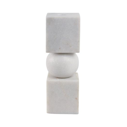 9x3 Chunky Marble Taper Holder, White