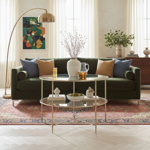 Henzler 106 W x 76 H x 106 D Silver Round Coffee Table with Mirror Top