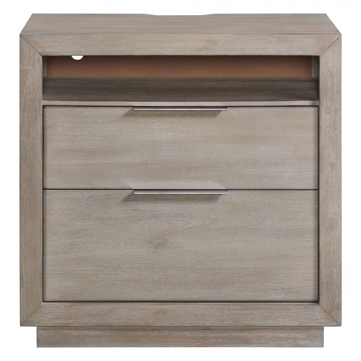 Arcadia Grey 2-Drawer Nightstand With Usb