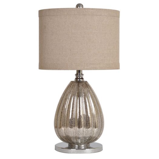 Stardust Table Lamp24''Ht., Glass & Metal Champagne Mercury Finish13/8 x 13/8 x 9.5 Sparkle Linen Shade