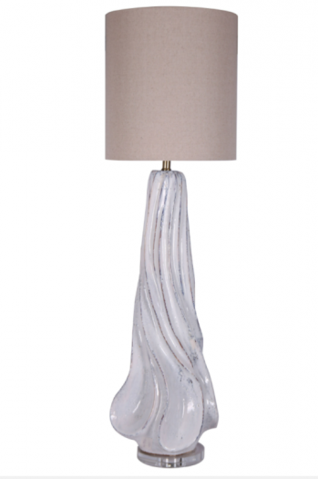 CERAMIC 46.5" ABSTRACT TABLE LAMP, WHITE