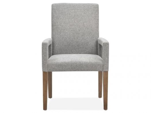 Dining Arm Chair w/Grey Upholstered Seat & Back