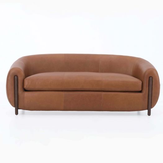 Grace Brown Leather Loveseat (188Cm)