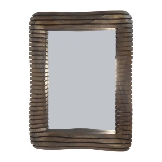 41X30" KENSINGTON SLATTED WOOD MIRROR, BROWN