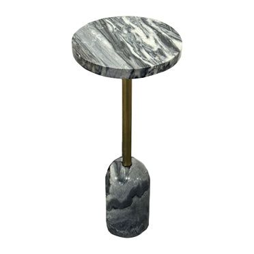 GREY MARBLE TOP THICK AND MS PIPE DRINK TABLE