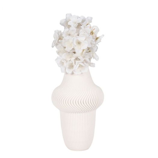 14" ANTILLES 3D PRINTED VASE, IVORY/BEIGE