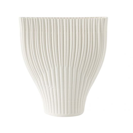 9" BELLO 3D PRINTED VASE, IVORY/BEIGE