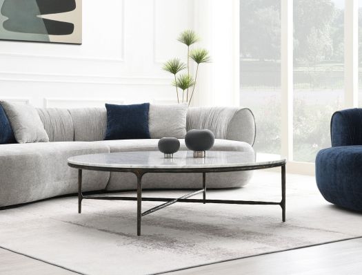 Round Coffee Table with Marble Top