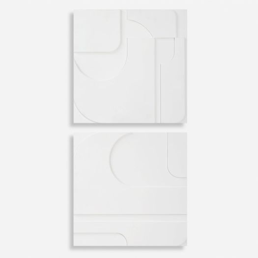 Contours White Wall Decor, S/2