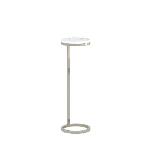 8Inch Plated Nickel Martini Round Table With Carrara Marble