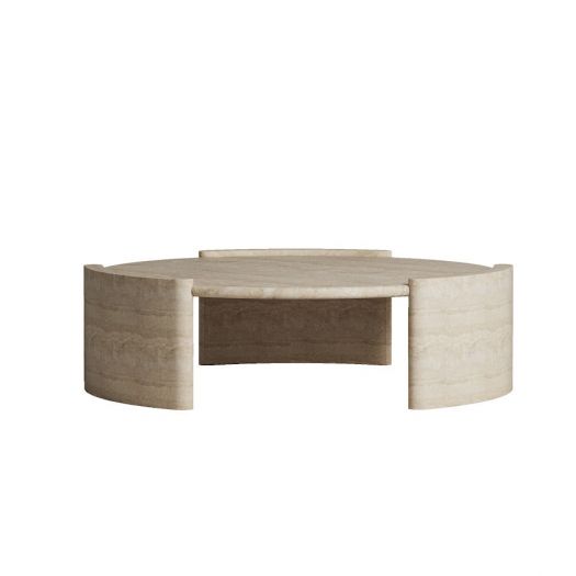 Travertine Finish Side Table