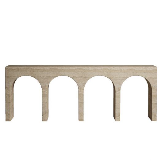 Travertine Finish Concole Table