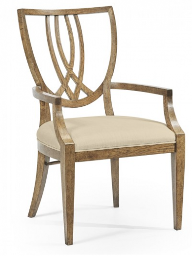 Cambridge Collection - Shield Back English Brown Oak Dining Arm Chair