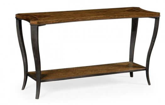 Cambridge Collection - Rectangular Curved Daniella and Burl Walnut Console Table