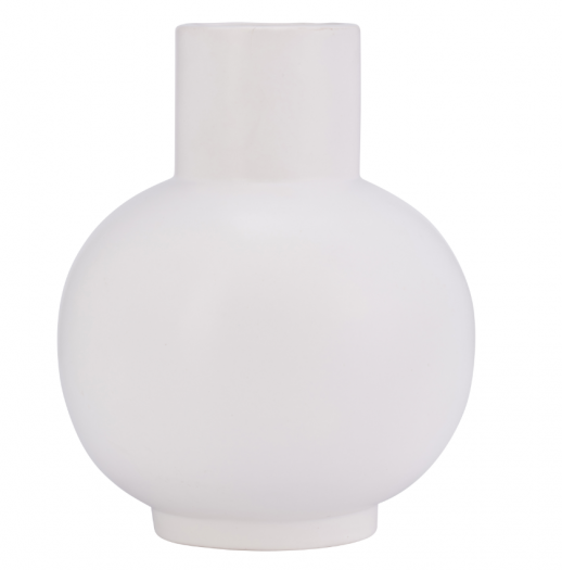 Cer, 8"H Bulbous Vase, White