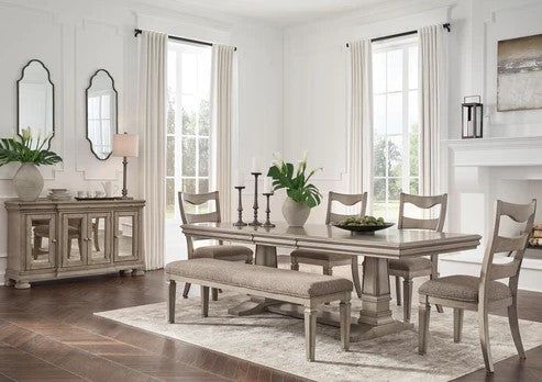 Lexorne Dining Set 6 Chairs W Bench