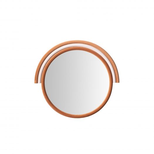 Lally Terracotta Velvet Round Wall Mirror