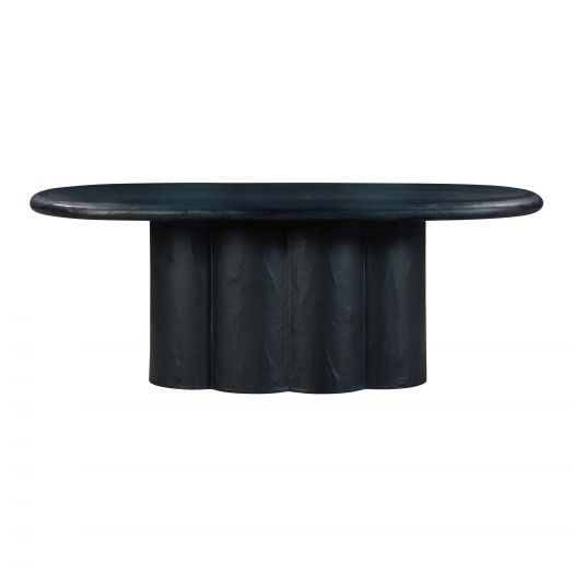 Elika Black Faux Plaster Oval Dining Table