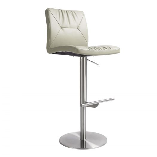 Paddy Light Grey Vegan Leather on Silver Adjustable Stool