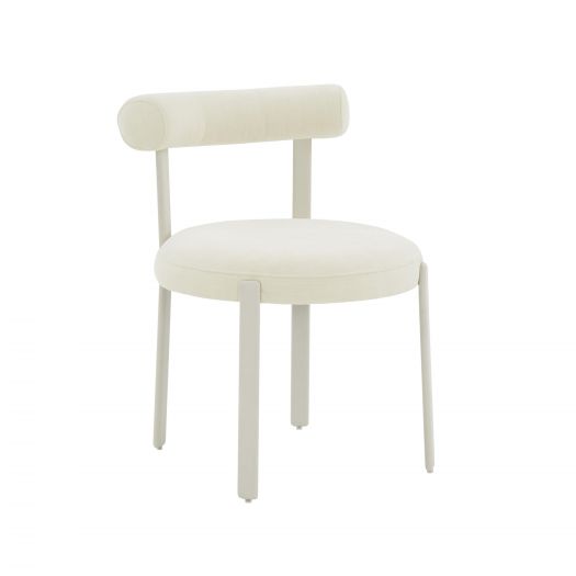 Margaret Cream Performance Chenille Bolster Back Dining Chair