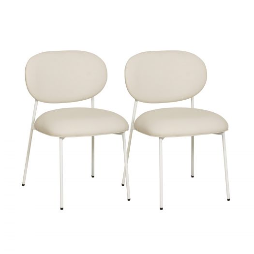 McKenzie Cream Vegan Leather Stackable Dining Chair with Cream Legs