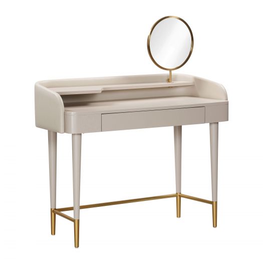 Penelope Taupe Vegan Leather Wrapped Vanity Desk