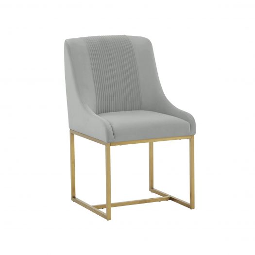 Lisa Grey Pleated Velvet Dining Chair