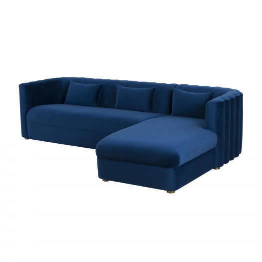 Callie Navy Velvet Sectional - RAF