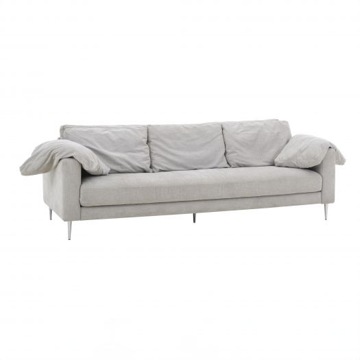 Vari Light Grey Textured Velvet Lounge Sofa