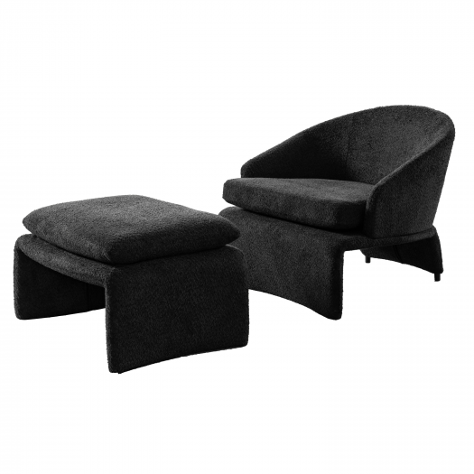 Adrian Black Accent Chair + Ottoman