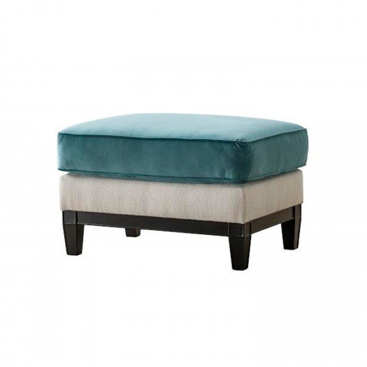 Greek Key Velvet Green Ottoman