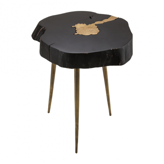 Timber Black and Brass Side Table