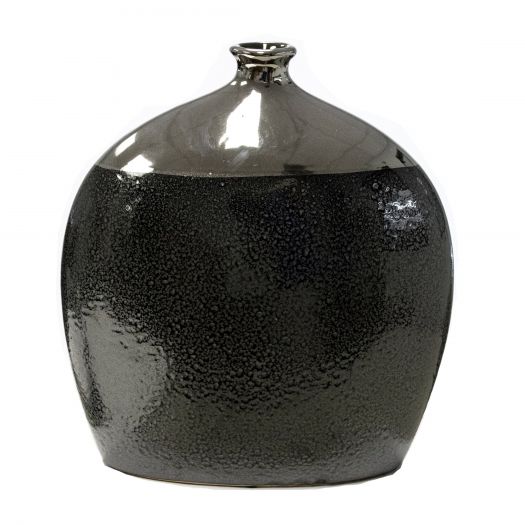 FLAT BLACK/SILVER VASE 11.75"