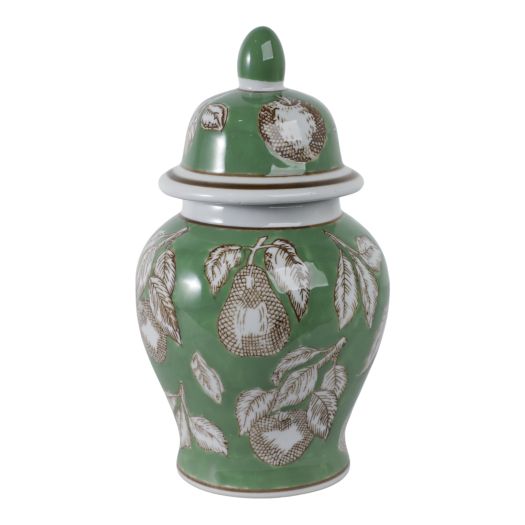 Pears & Twigs Temple Jar, Green/brown