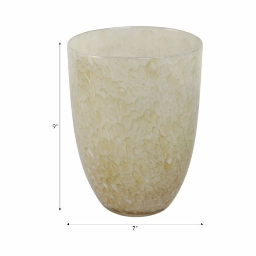 ADDIS&DURBAN GREEN/CREAM GLASS VASE