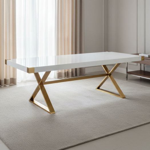Adeline White Lacquer Dining Table