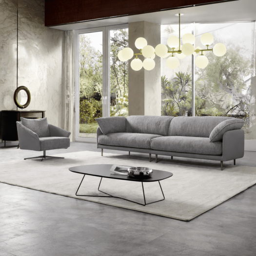 Ahad Grey Boucle Sofa