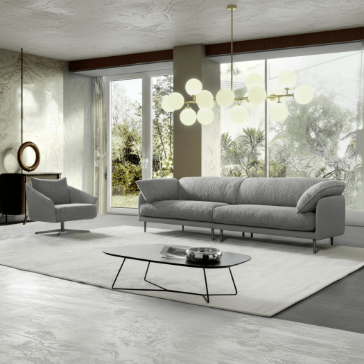 Ahad Grey Boucle Sofa Set