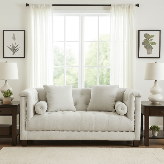 Alabid Linen off-White Loveseat (156cm)
