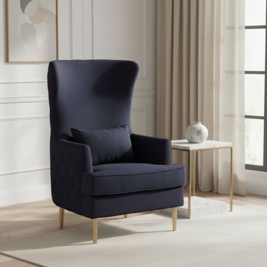 Alina Black Tall Tufted Back Chair