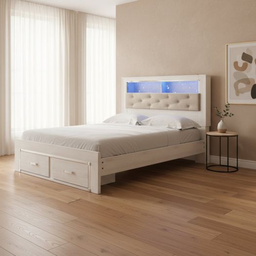 Altyra Queen Upholstered Bookcase Bed with Storage