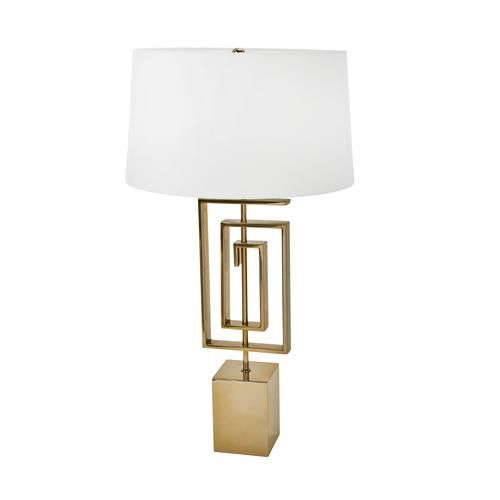 STAINLESS STEEL 28" GEOMETRICTABLE LAMP, GOLD