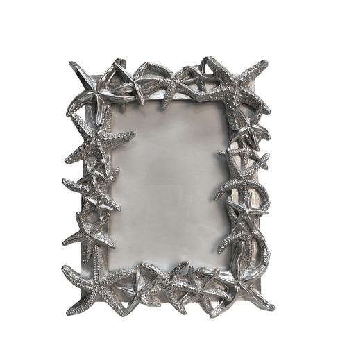 POLYRESIN 5X7" STARFISH PHOTO FRAME, SILVER