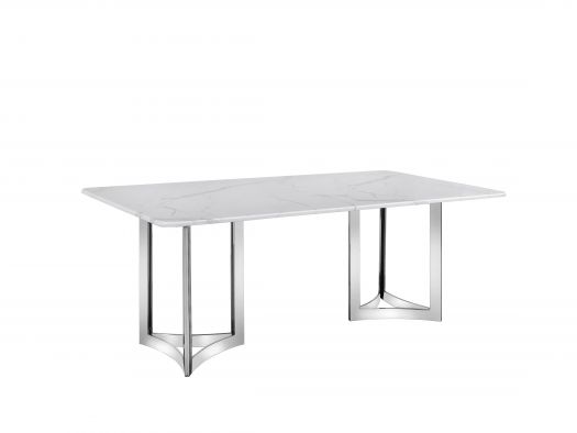 Roots Alexa Marble Silver Dining Table