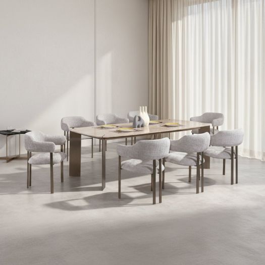 Arcline Beige Dining Table – 240 cm (8 Seater)