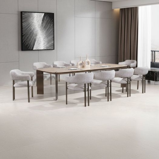 Arcline Beige Dining Table – 300 cm (10 Seater)