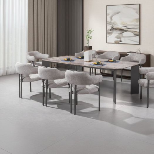 Arcline Grey Dining Table – 240 cm (8 Seater)