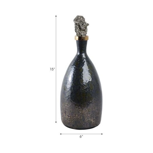 Arielle Pyrite Stone And Glass Bottle