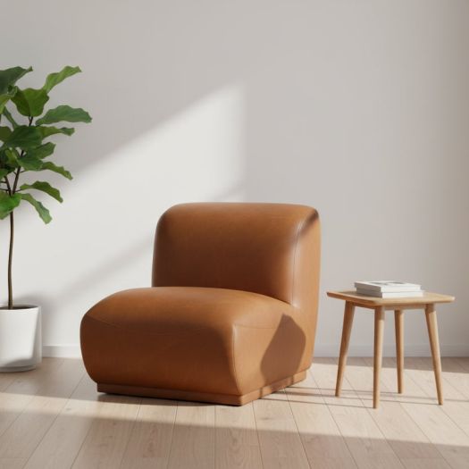 Armless Accent Chair, Brown